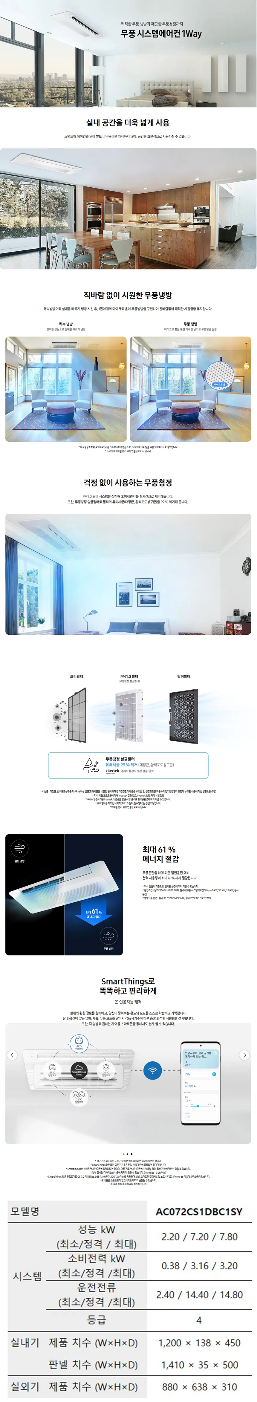 [삼성] 에어컨 천장형 1WAY 18평 AC072CS1DBC1SY 상세 이미지 1