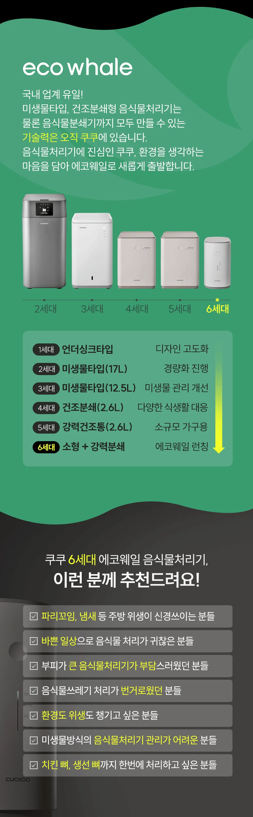 [쿠쿠] 에코웨일 건조분쇄형 강력건조통 음식물처리기(2L, 노블그레이)(CFD-EFF201DCNG) 상세 이미지 1