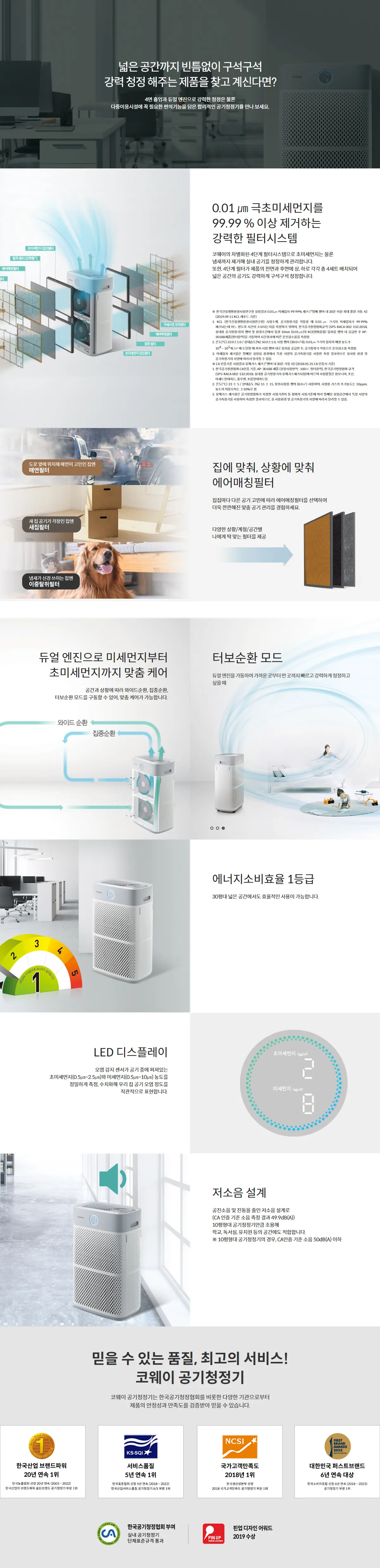 [코웨이] 콰트로파워 공기청정기 AP-3018B 상세 이미지 1