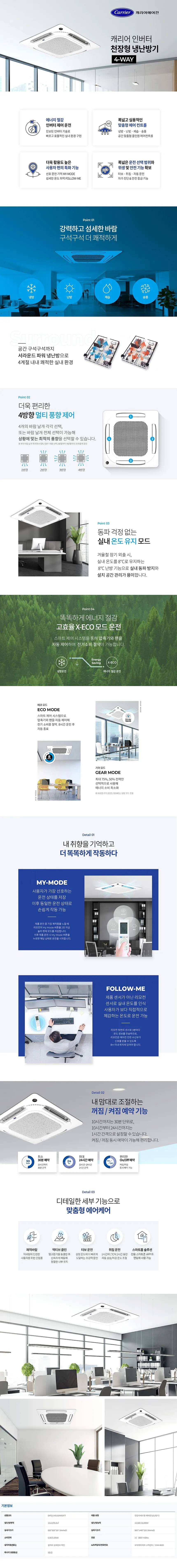 [캐리어] 냉난방기 천장형(삼상) 40평 DATQ-1451GAWSX 상세 이미지 1