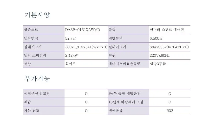 [캐리어] 에어컨 스탠드 16평 DASB-0161XAWMD 상세 이미지 2
