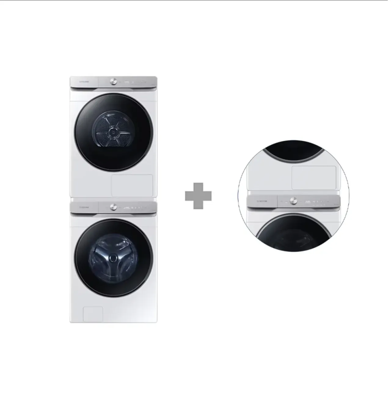 [삼성] AI 세탁기(25kg)+건조기(21kg)+상단 설치 키트 1등급 화이트 WF25DG8650BW2T