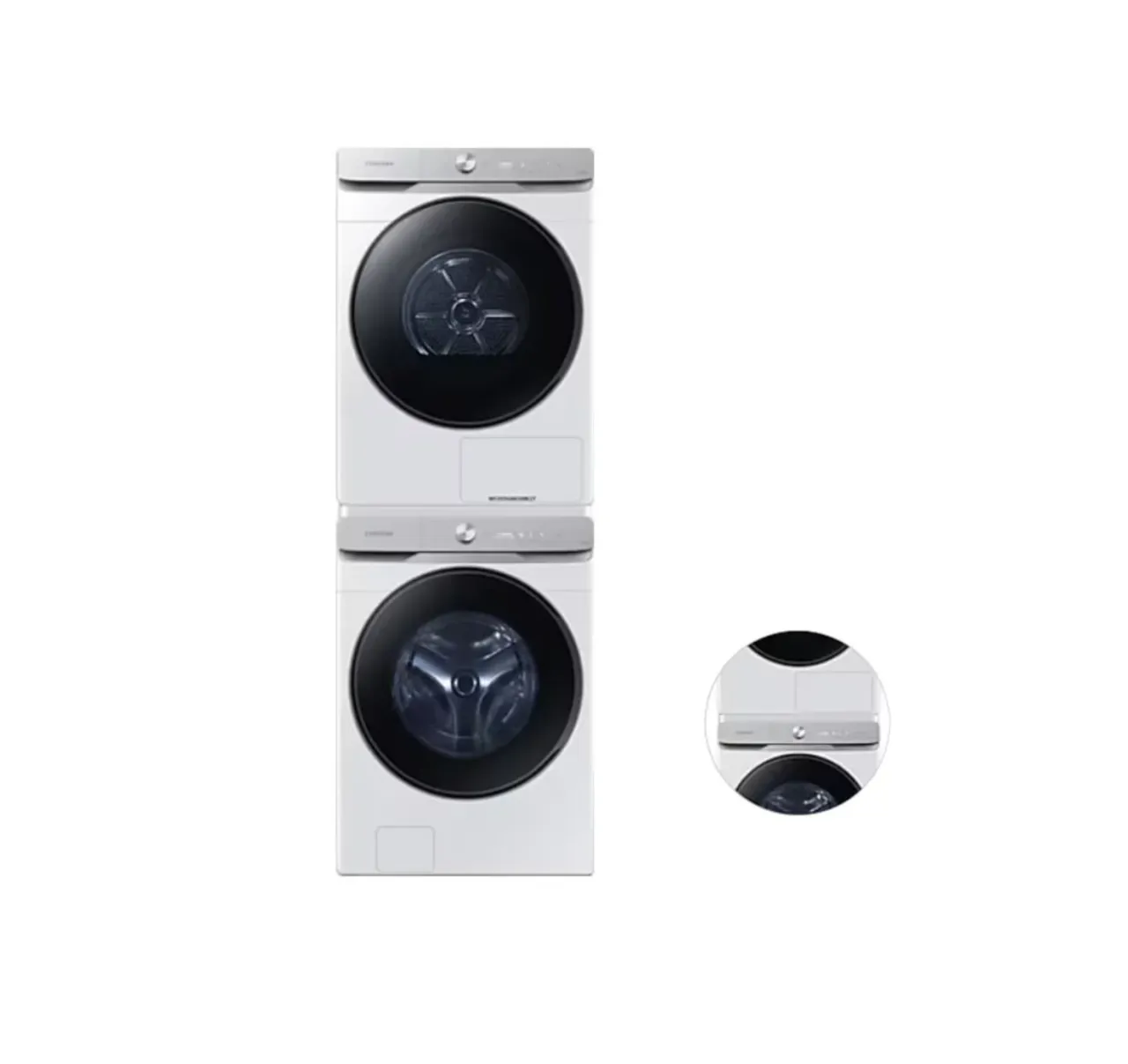 [삼성] AI 세탁기(21kg)+건조기(21kg) [심플컨트롤]+상단 설치 키트 1등급 화이트 WF21DG6650BW2T