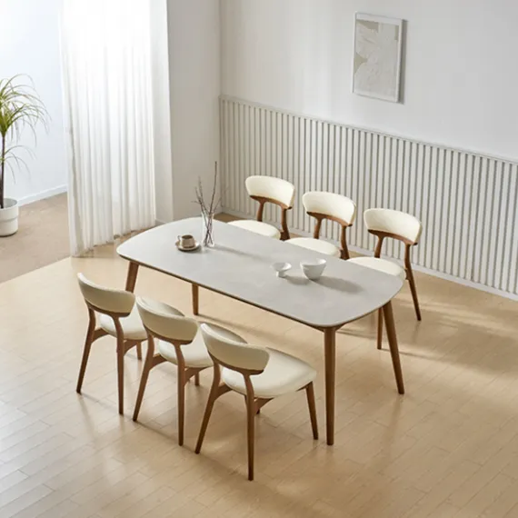 [헨지디자인] 마인 6인 포세린 벤치형 식탁 1800 세트 (의자3+벤치1) 마인 6인 1800 식탁 벤치형 SET